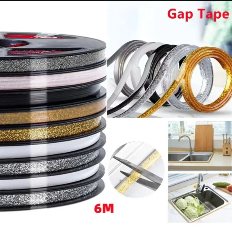 

6 Bathroom Kitchen Accessories Sealing Strip Caulk Beautification Tape Self Adhesive Waterproof For Wall Stickers Sink Edge Tape