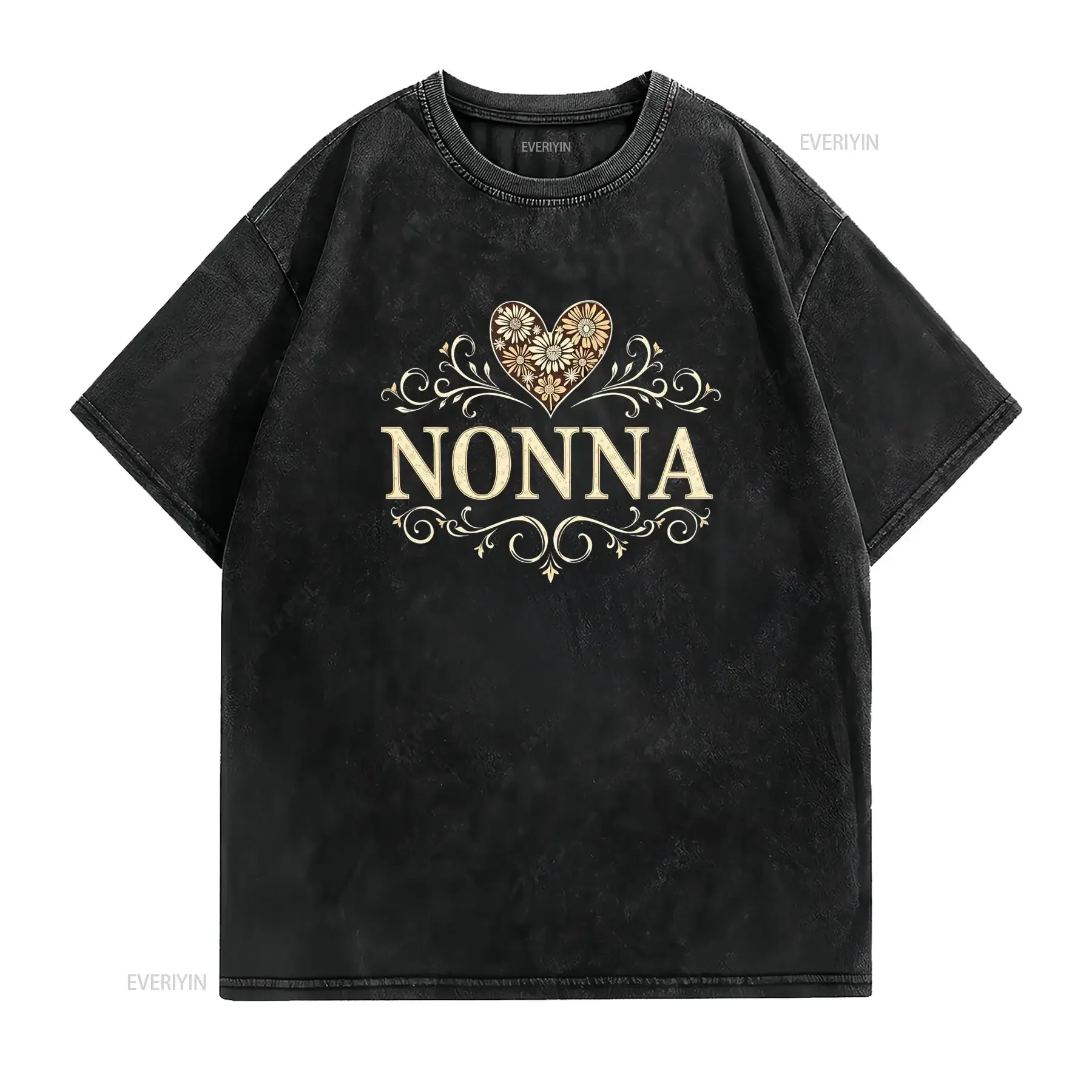T shirt da donna con stampa cuore dorato a tema nonna Girocollo casual elegante design floreale perfetta per primavera vintage