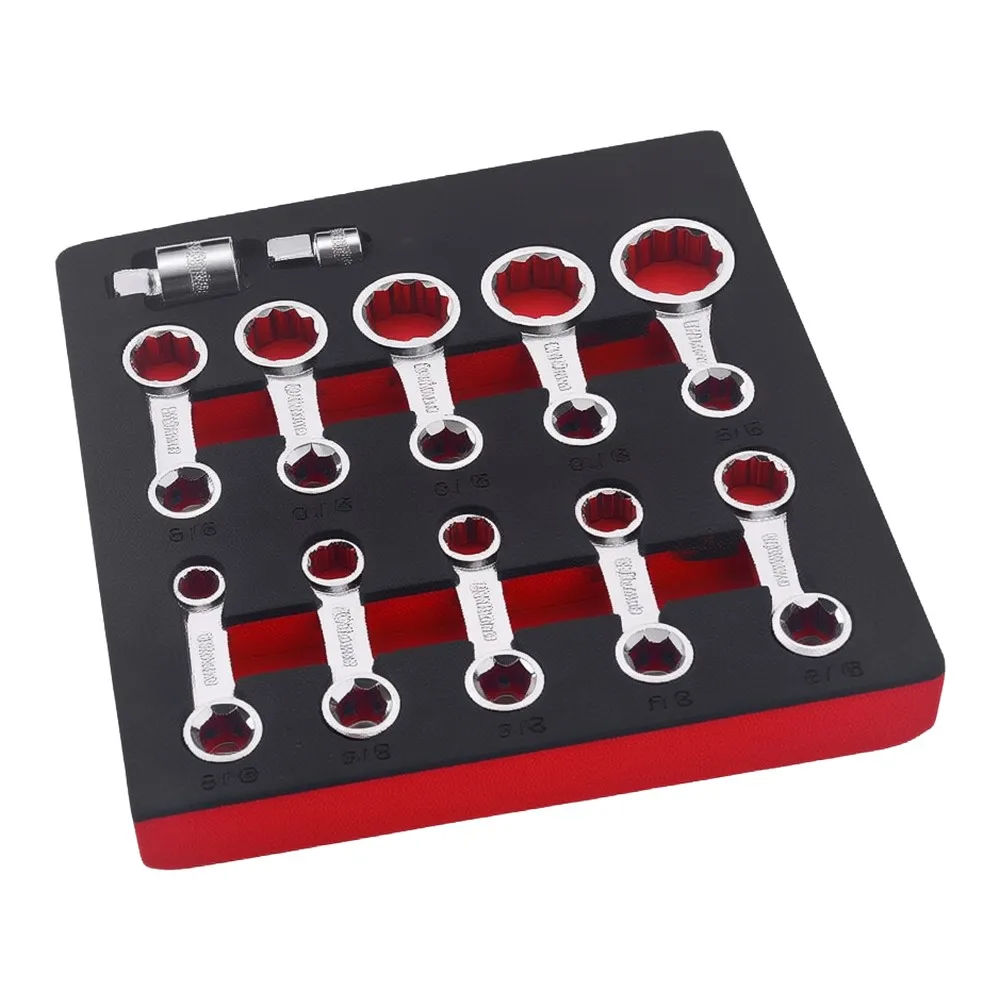 Chrome Vanadium Steel 3/8 Drive Torque Adapter Kit 12 pcs with Engraved Size Markings for Precision Tool Applications