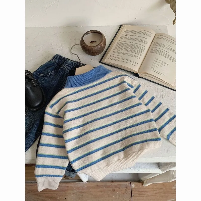 Bellbell Herbst Kinder Jungen Polo-Pullover 1-6 Jahre Jungen Pullover mit Umlegekragen Strickwaren Kleinkinder Jungen Gemütlicher Strick mit Langen Ärmeln – Detail 6