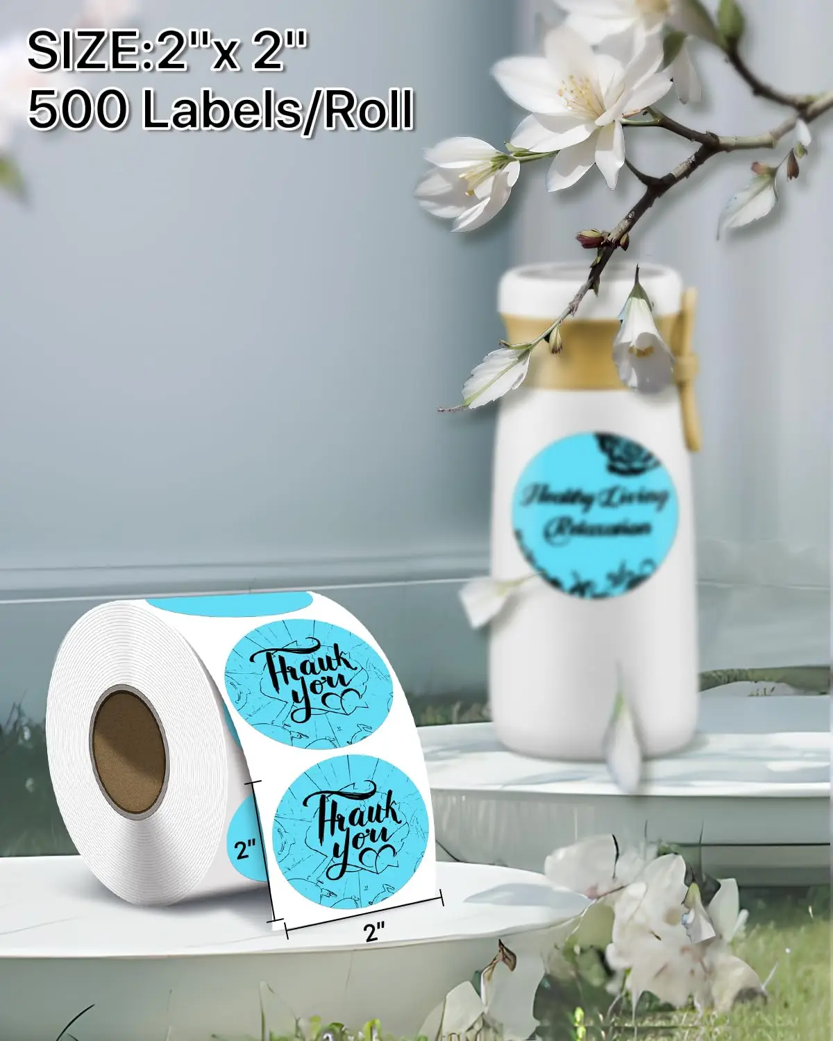 

600 этикеток в рулоне, 2 x 2 x 50 мм × 50 мм, круглые этикетки для термопереноса, 2-дюймовые круглые этикетки для термопереноса, подходят для DIY