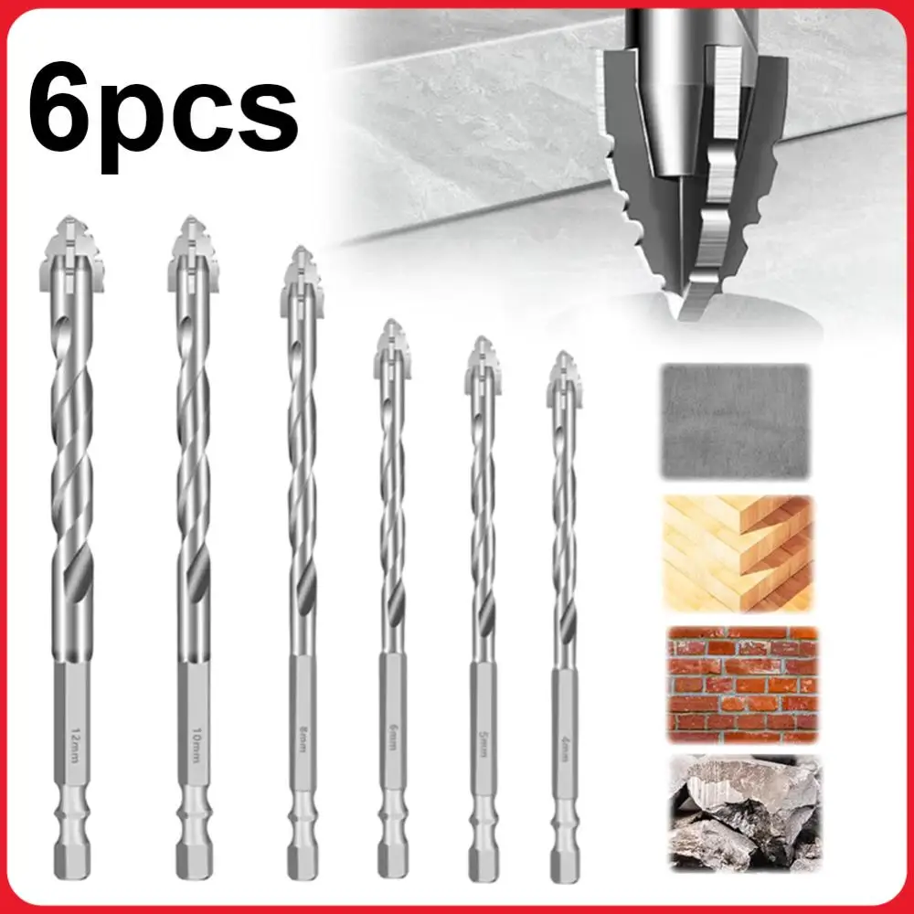 

6PCS 4-Blade Saw Tooth Eccentric Drill Bit Hard Alloy Alloy Drill Bit Sawtooth Drilling Tools Professional Rotary Tool Accessory