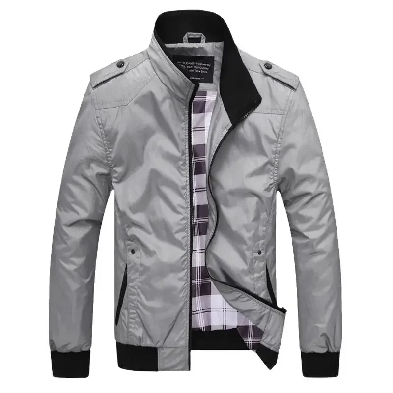 

2023 Spring Autumn Men's Bomber Jackets Solid Coats Male Casual Stand Collar Jacket Coat Outerdoor Overcoat Men Clothing M-4Xl