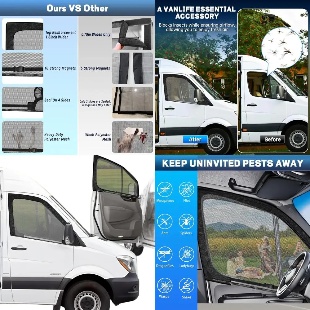

Magnetic Bug Screen Door for Vans with Front Window Mesh Net