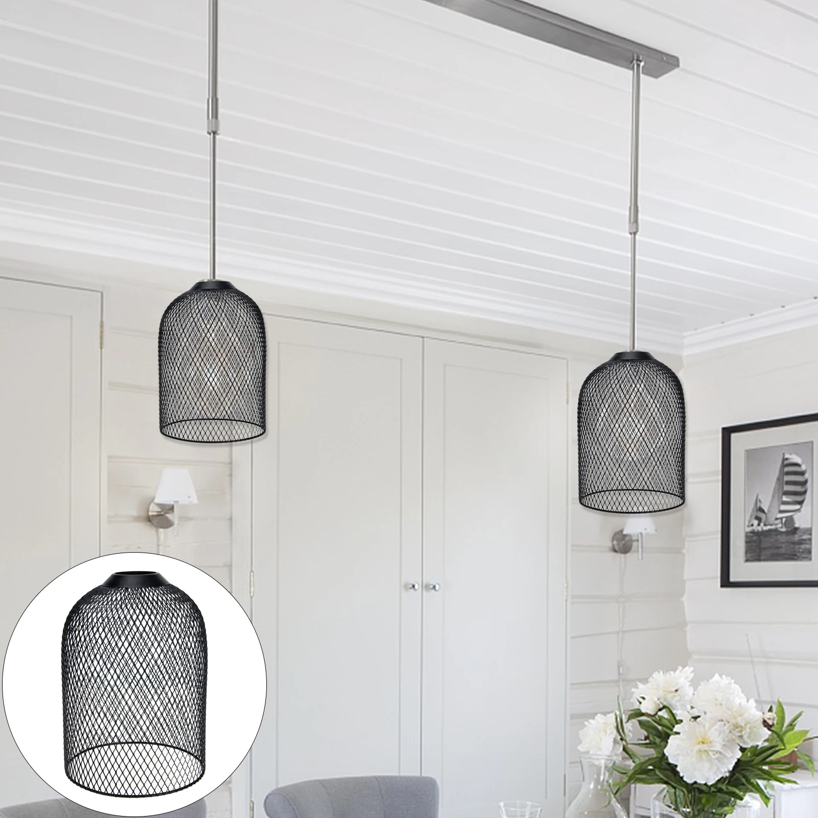 

Black Wrought Cage Chandelier Shade Lampshade Lantern Light Covers Replacement Mini Shades for Dining Kitchen Home