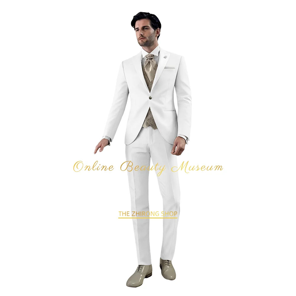 Men's Khaki Suit (jacket + pants, 2 piece suit), Casual Slim Dress, Suitable for Weddings, Parties, Festivals and other events