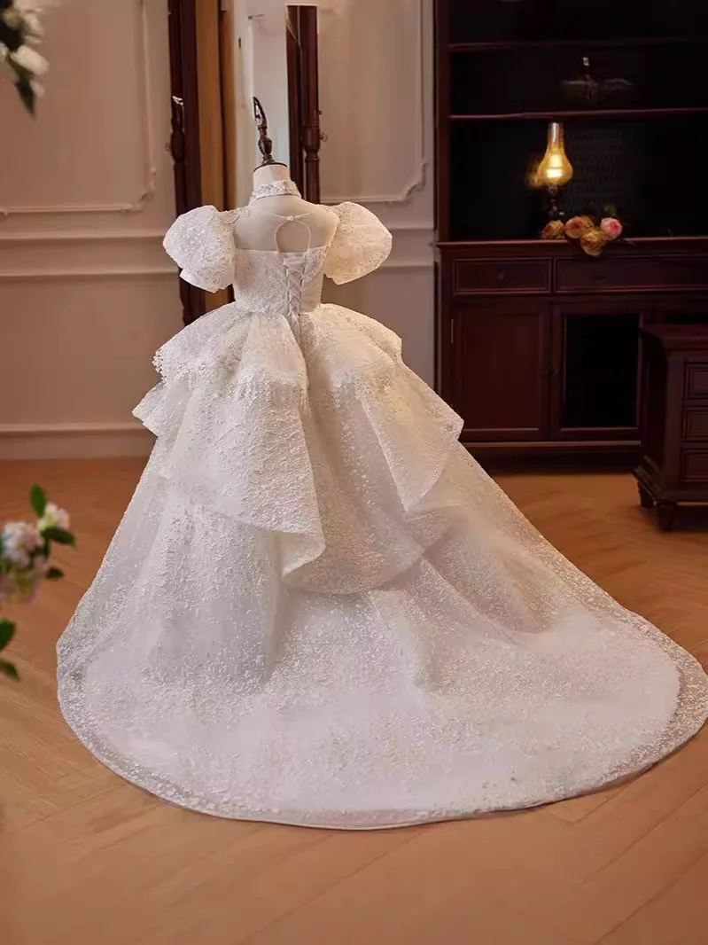 Vestido de princesa para niña de las flores, vestido de novia para niños, disfraz de actuación de piano