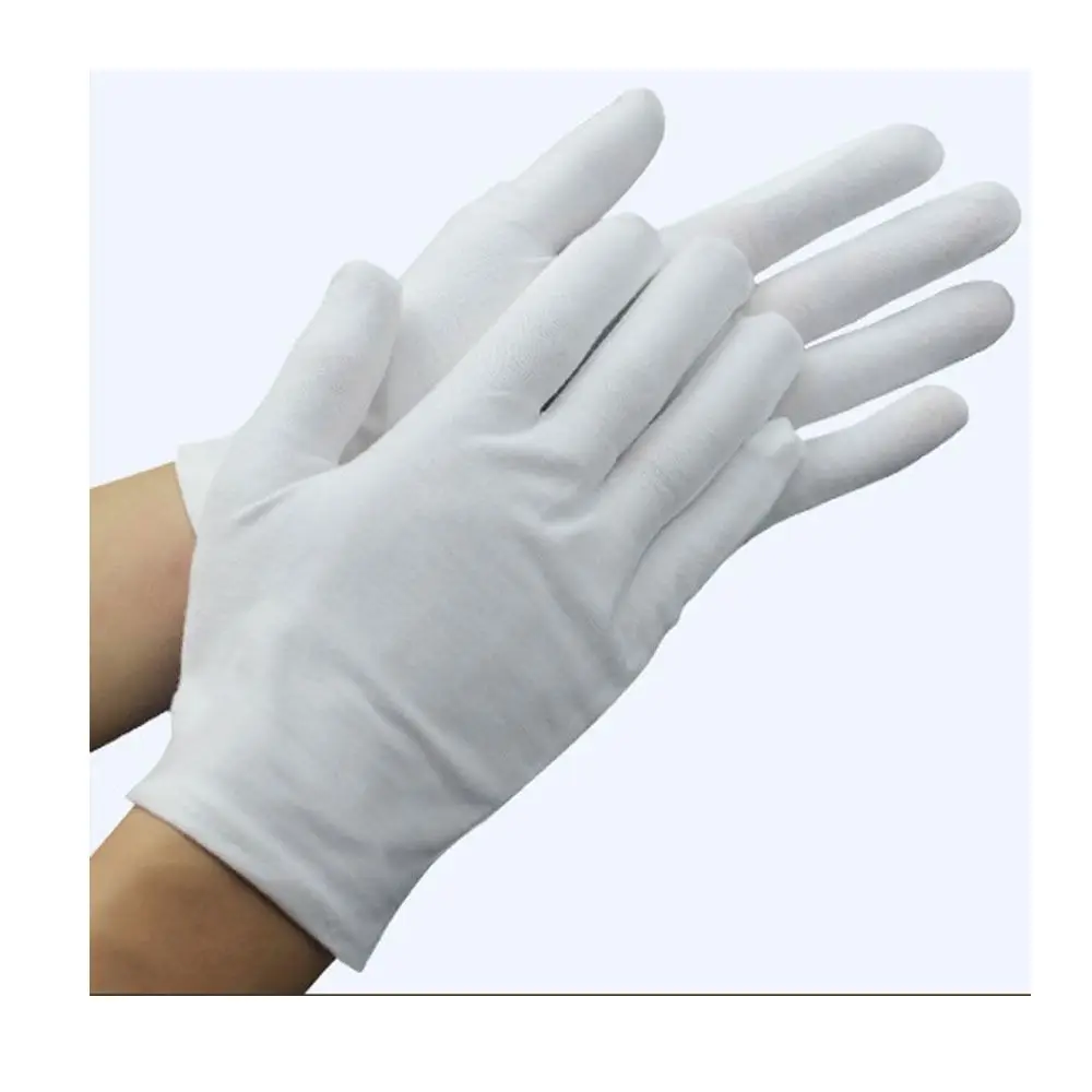 Guantes de algodón anticalor para cocinar, guante blanco de un tamaño, 12 pares