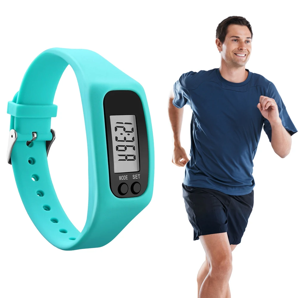 LED Pedometer Bracelet Wrist Calorie Counter 12/24H Time Display Walking Running Pedometer Silicone Step Tracker for Adults Kids