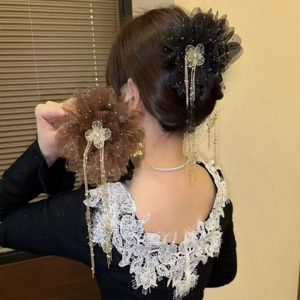 

Модный зажим с цветком пиона, головные уборы с кисточками, заколка для волос, аксессуары для волос, зажим в виде акулы для женщин