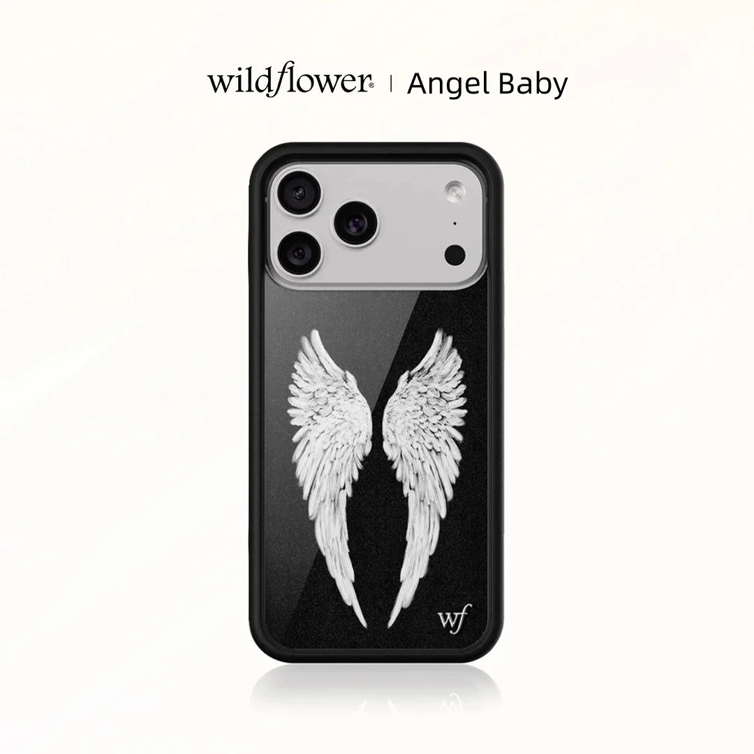 Coque de téléphone Wildflower Angel Baby Wing pour iPhone 16 15 14 13 12 17 11 Pro Max Plus Air 17ProMax WILDFLOWER Cherub feather Cover