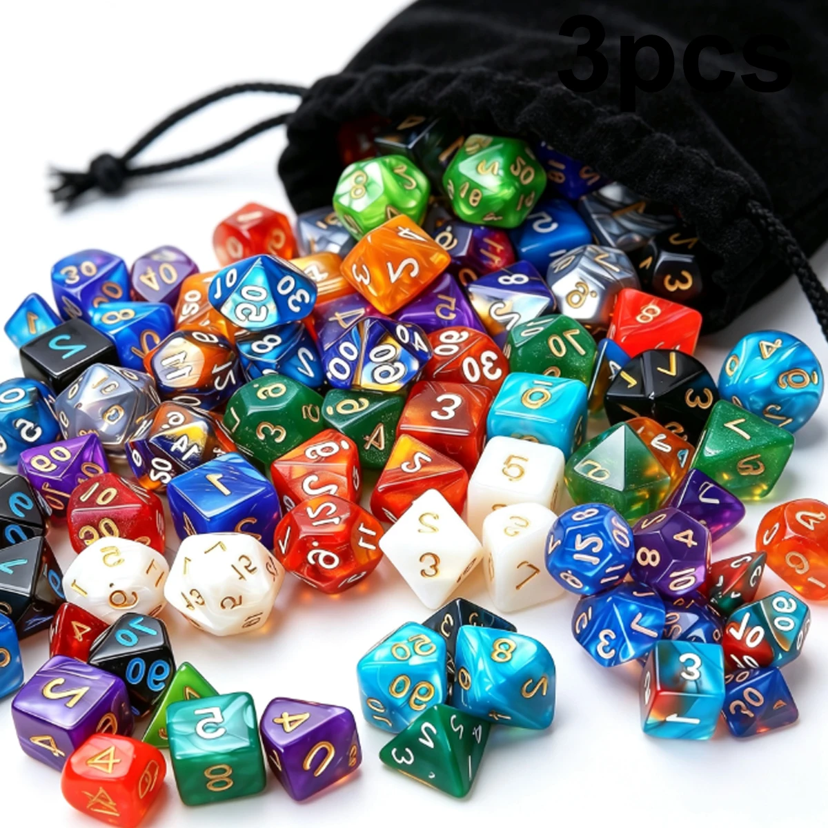 35Pcs RPG Dice Kit, 7 Full Polyhedral Sets D4 To D20 With Random Colors And 7 Black Pouches, Gift For MTG Enthusiasts ZSY