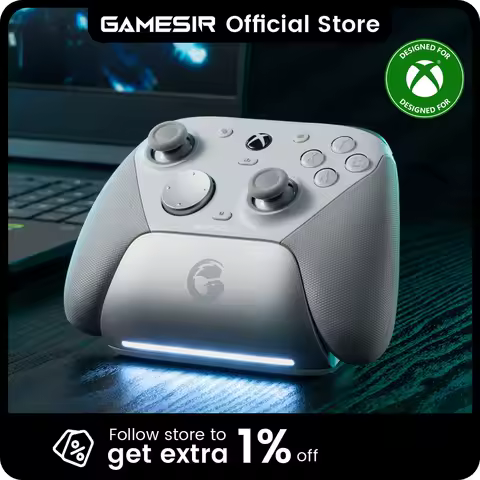 Controle Xbox GameSir G7 Pro com Fio e Estação de Carregamento Inteligente, Efeito Hall, Giroscópio, Conector de Áudio 3.5mm, Taxa de Polling de 1000Hz