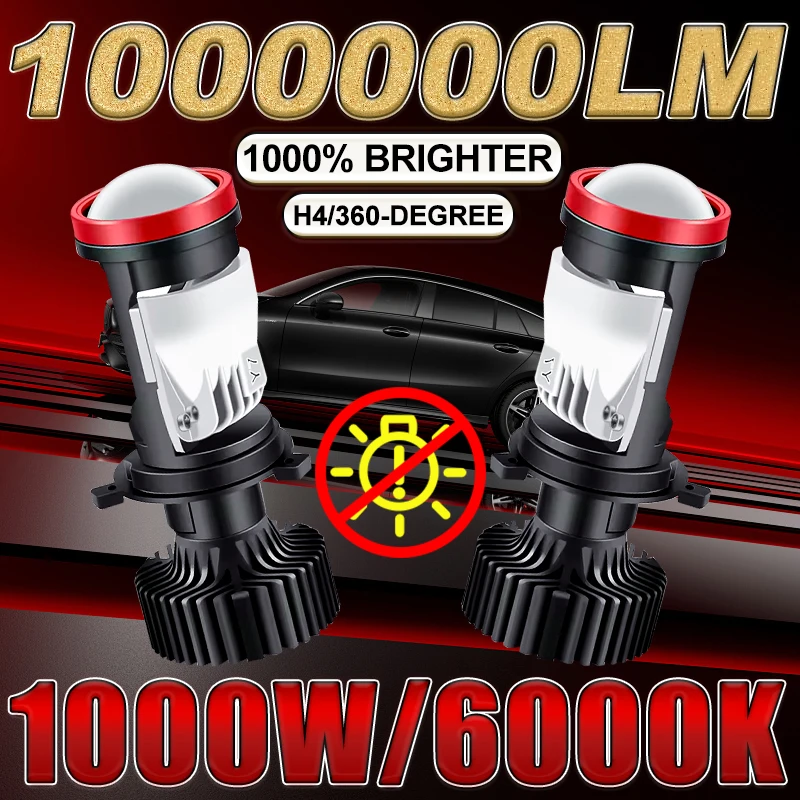 

H4 LED Drivereyes 1000000LM Headlight 1000W 6000K White CANbus Ballast Projector Lenses Fog Light Car Lamps High Low PTF 1:1