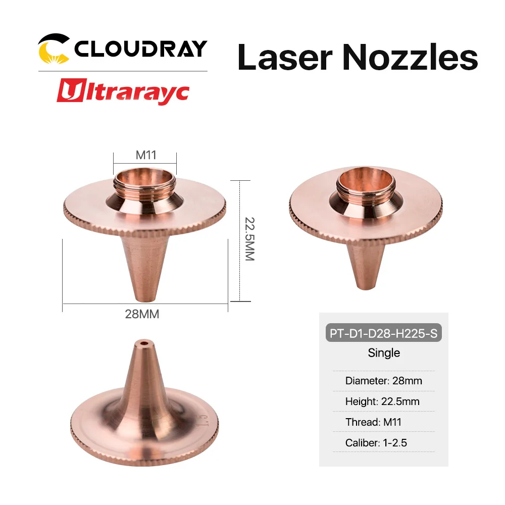 

Ultrarayc for Precitec D Type Fiber Laser Cutting Nozzle Single Layer D28 H15 M11 Caliber 1.0-2.5mm for Fiber Laser Cutting Head