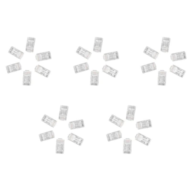 500 Rj45 melalui lubang 8P8C berlubang Cat6 Kategori 6 colokan kristal tanpa pelindung steker Modular jaringan