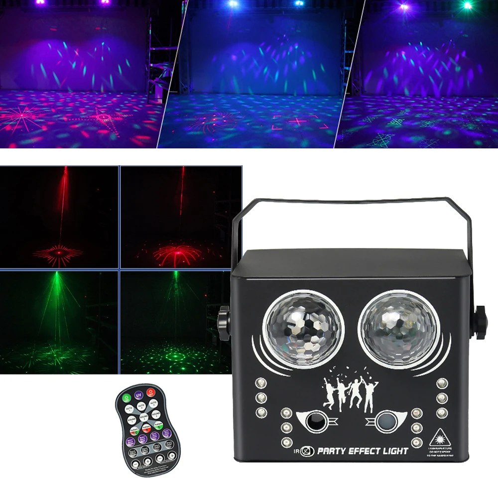 

5IN1 LED Effect Light Dj Disco Party Stage Lighting Effect Laser Projector Water Wave Pattern LED Magic Ball Par UV Light Strobe