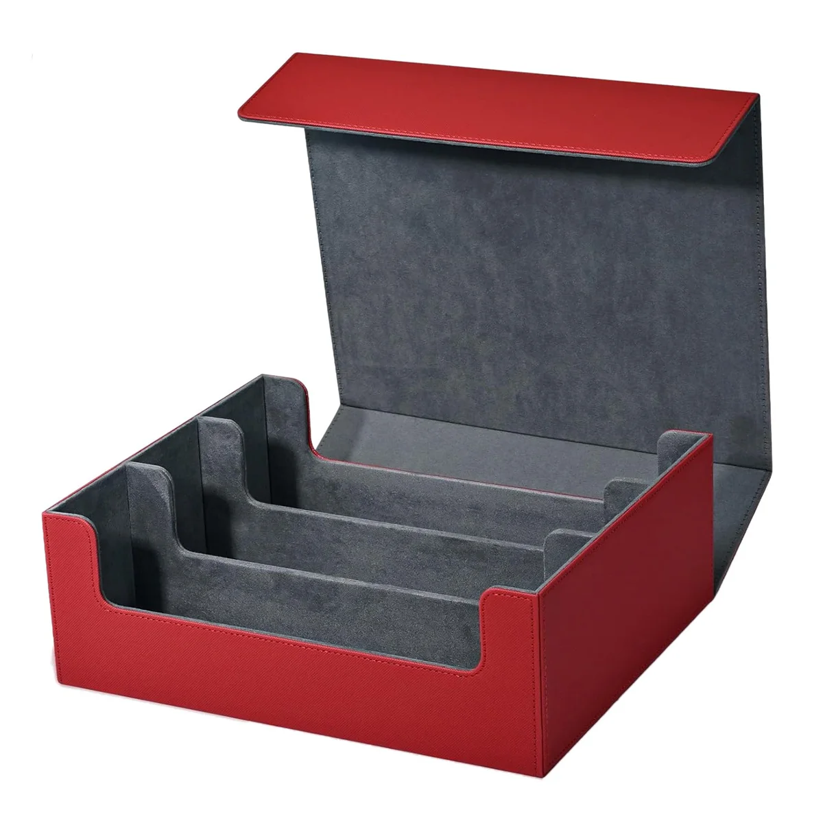 

Card Storage Box for Trading Cards, Card Deck Case Holds 1800+ Single Sleeved Cards Storage Box, Red