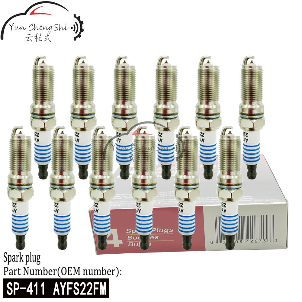 8pcs/Lot New Platinum Spark Plug AYFS22FM SP-411 For Ford Fiesta Edge  Mazda Lincoln Cadillac  SP411 SP 411