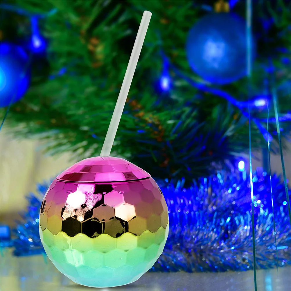

2pcs Flash Cup Disco Ball Shaped Plastic Drinkware For Party Event Household Disco Cups Wear-Resistant Ball Cup