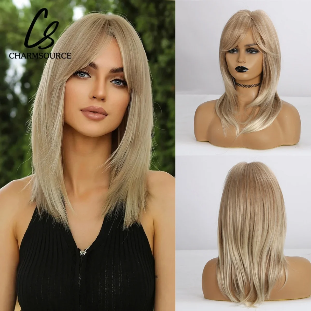 CharmSource Synthetische Kurzhaar-Perücke mit Bangbob: Perfekte Wahl für jeden Anlass?