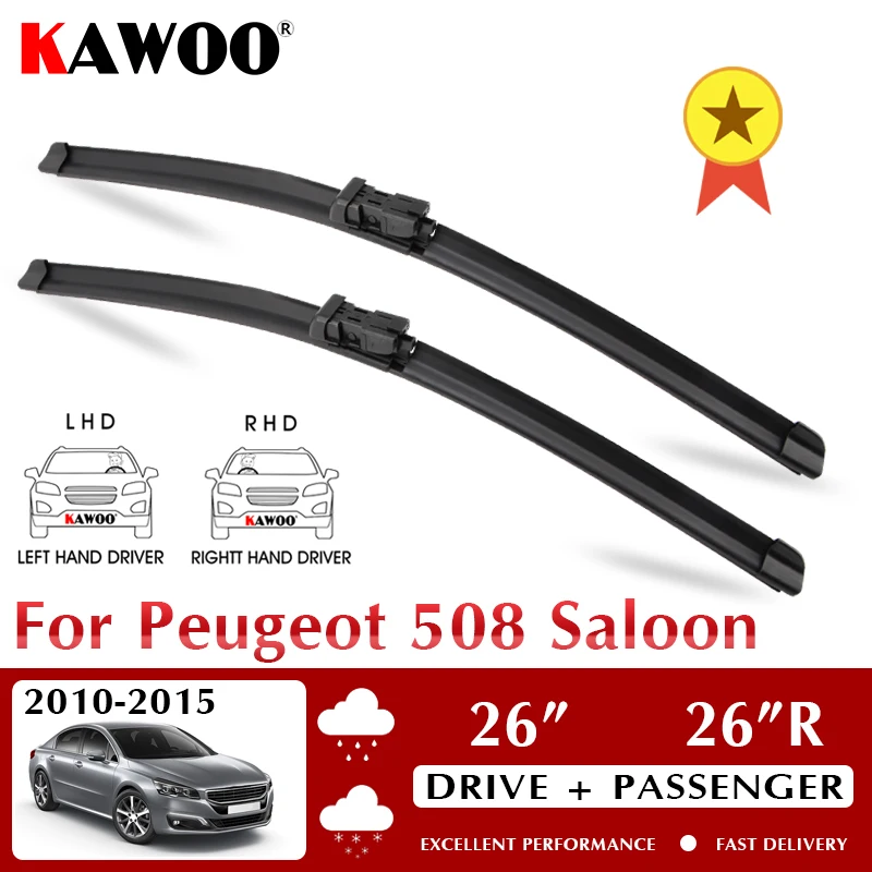 

KAWOO Wiper Car Wiper Blades For Peugeot 508 Saloon 2010-2015 Windshield Windscreen Front Window Accessories 26"+26"R LHD RHD