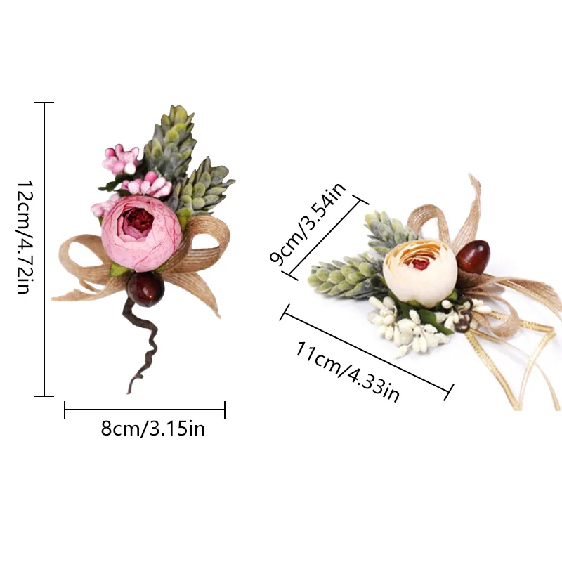 신부 들러리 인조 장미 팔찌, 웨딩 린넨 로프, 손목 꽃 코사지, 신부 선물, 핸드 꽃, 파티 액세서리 도매