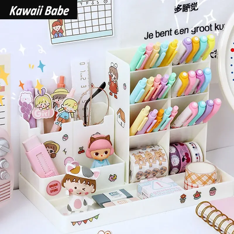 Penholder Desk Organizer Kawaii Desk Accessories Desktop Cute Penholder Organizers Desktop Stand Stationery Office Storage