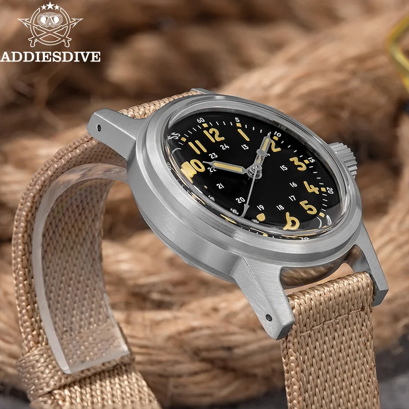 ADDIESDIVE Automatic Watch for Men NH35 Luxury Mechanical Watches Fashion Retro Military C3 Luminous 20Bar Waterproof Wristwatch