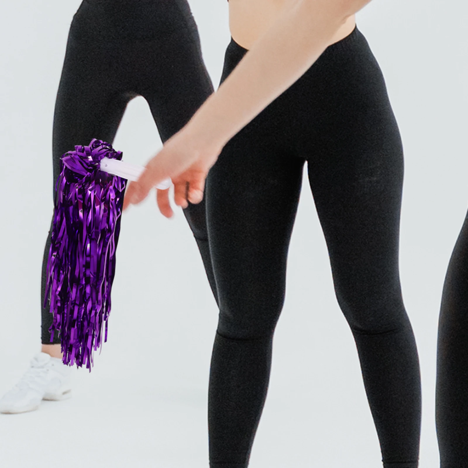 

10 pcs 5 Pairs 25G Cheerleader Pom Poms Lightweight Plastic Glitter Pompoms With Handle Smooth Ring Design For Sports