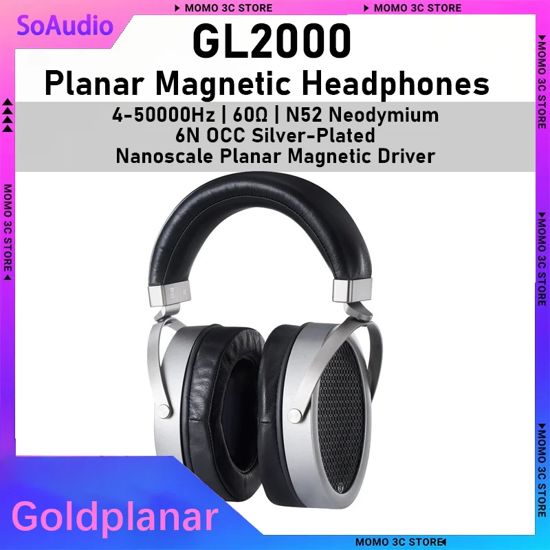 

Goldplanar GL2000 Флагманские проводные наушники с планарными магнитными драйверами, наноразмерные планарные драйверы, кожа ягненка, 4-50000 Гц, 60 Ом, 6N OCC, посеребренные.