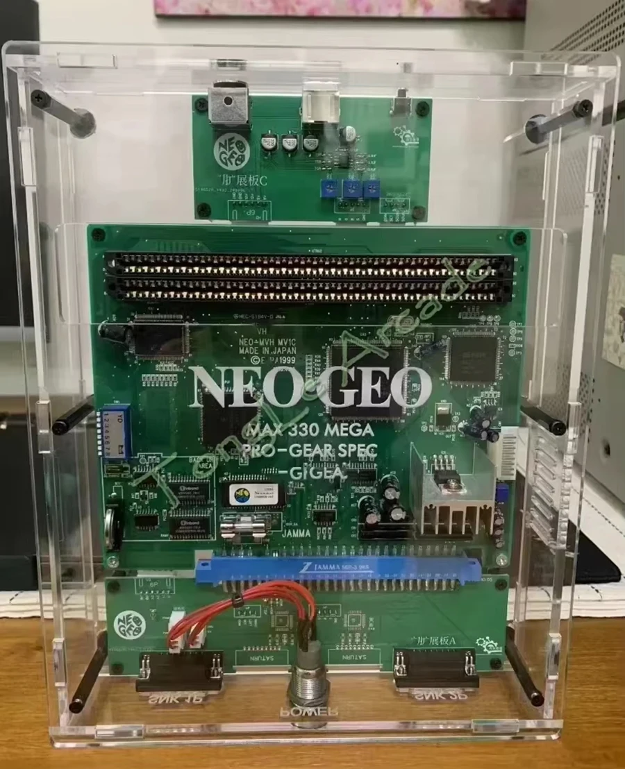 Transparent Arcylic Cbox Shell, NeoGeo Supergun MV1B / MV1C MVS Console DIY BOX Kit, Arcade Game Accessory with Video Output