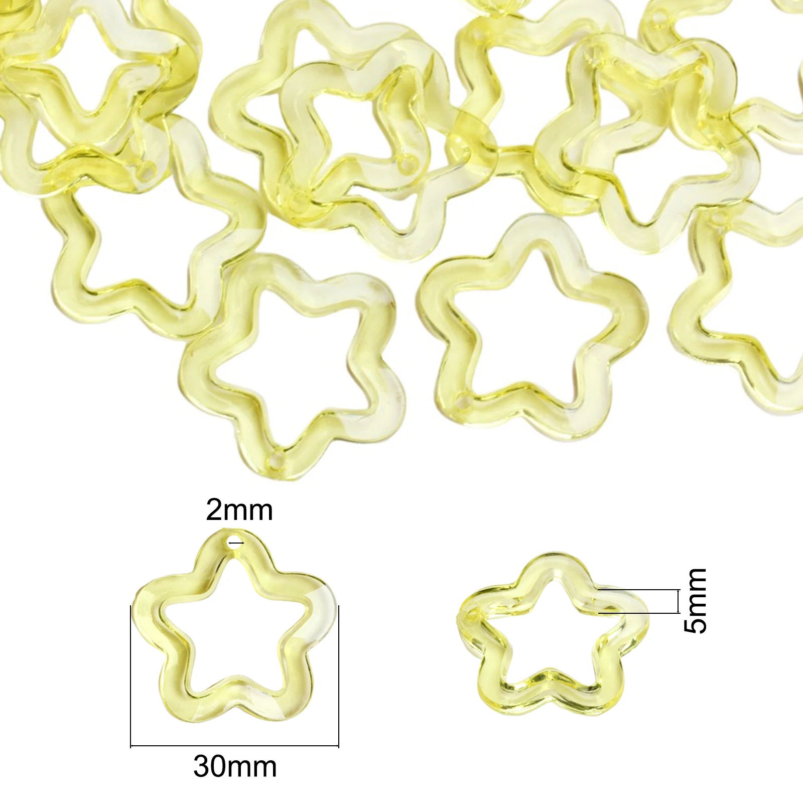 10Pcs/lot 30mm Acrylic Transparent/Solid Cartoon Star Pendant Beads DIY Earrings Necklace Chain Jewelry  Handmade Material