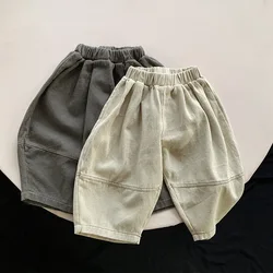 MiniAinis Spring Summer New Boys Loose Casual Pants Girls Cotton Harlan Pants Children Dark Gray Apricot Solid color Trousers