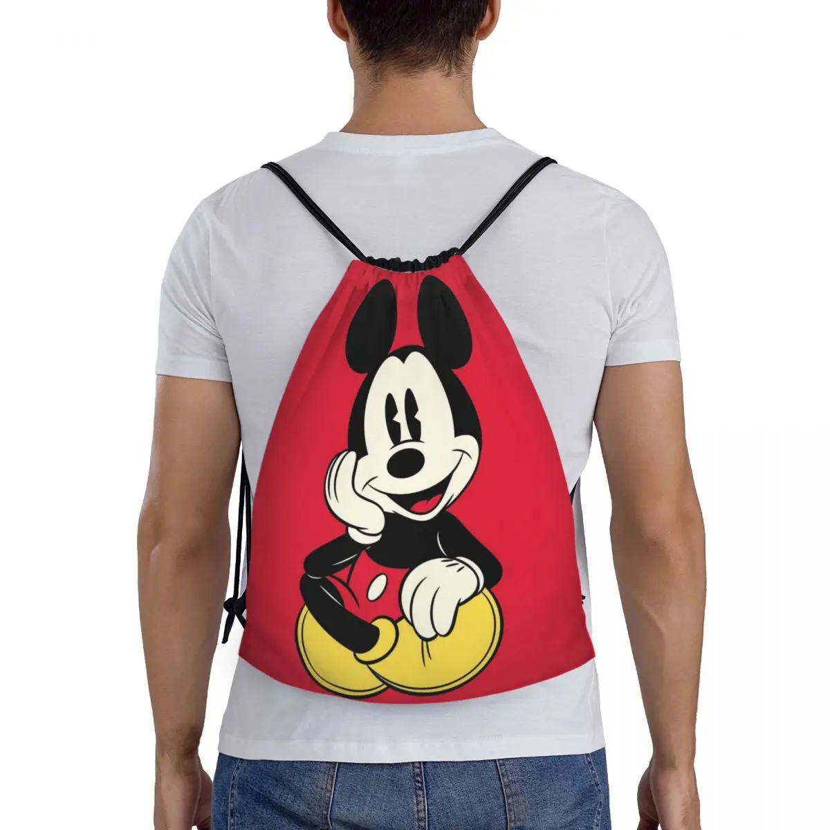 Mickey Mouse Drawstring Back Pack Bag Travel Storage Package Teenagers Beach Tote Bag School Sport Shoe Bag Portable