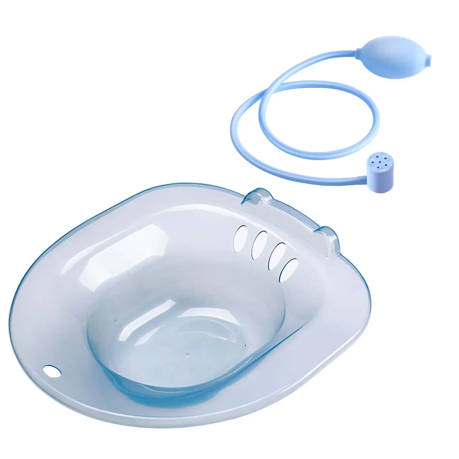 Sits Bath, Toilet Seat Sink Woman Sits Bath Deep Bowl, Anti Slip Portable Bidet Hip Bath with Flusher for Travel Bathroom