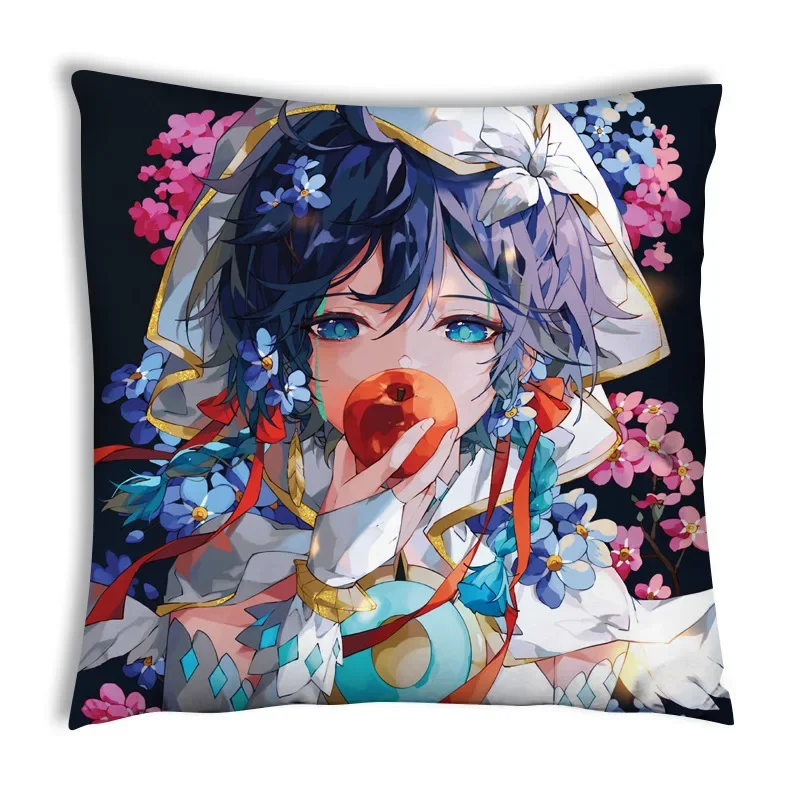 Genshin Impact Noelle Anime Pillowcase for Pillows Kawaii Aether Throw Pillow Cover Decorative Pillows for Bed Aesthetics 45x45