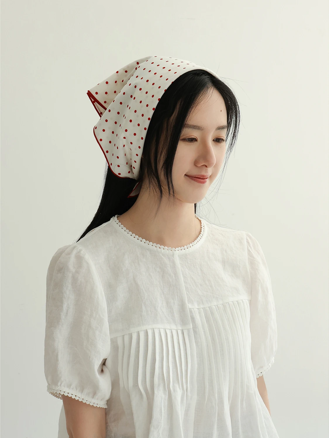 

Comfortable Polka Dot Scarf Fabric Headscarf Netie Fre Sle Cotton Material for DIY Hanrts All Seasons Universal