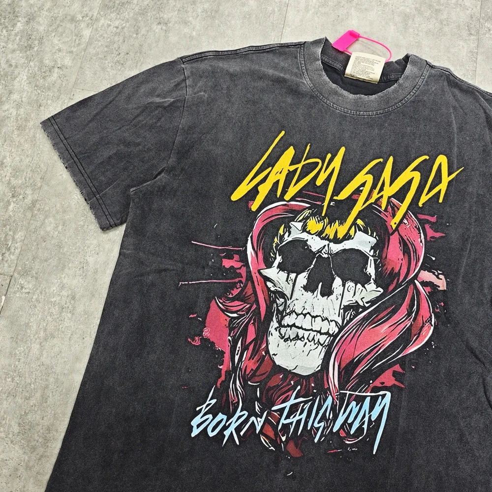 Yao Fashion Graphics Print 1:1 Cotton Tops Tee Casual Oversize Vintage Loose T Shirt