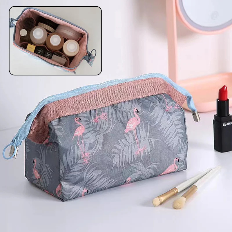 

2023 Women Cosmetic Bag Organizer Essentials Travel Bags Flamingo Portable Pencil Case Beauty Makeup Toiletry Bath Storage Pack