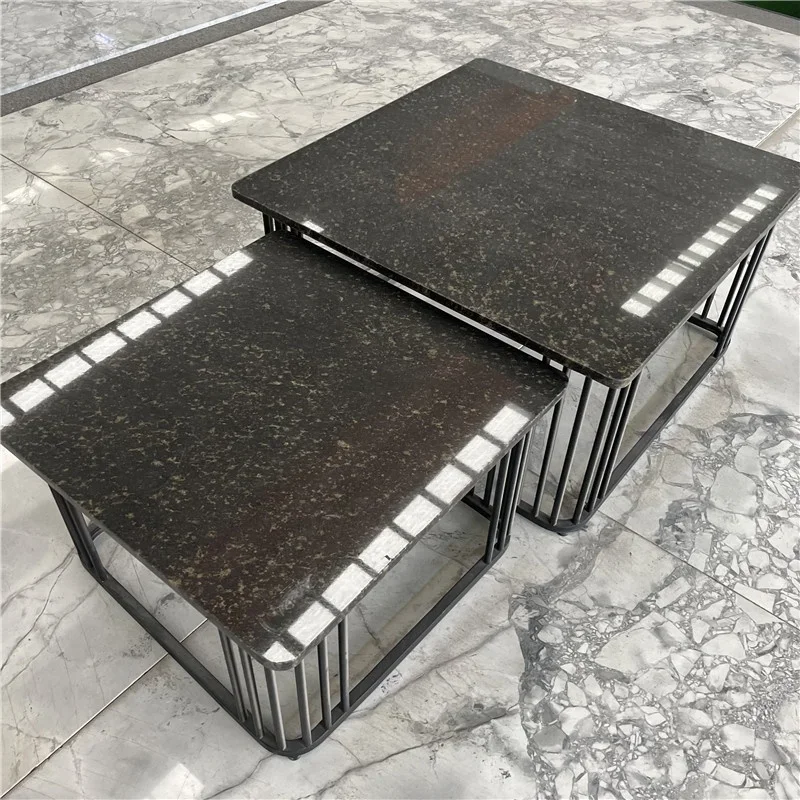 

Luxury modern minimalist black granite coffee table home decoration living room furniture square table marble standard carton
