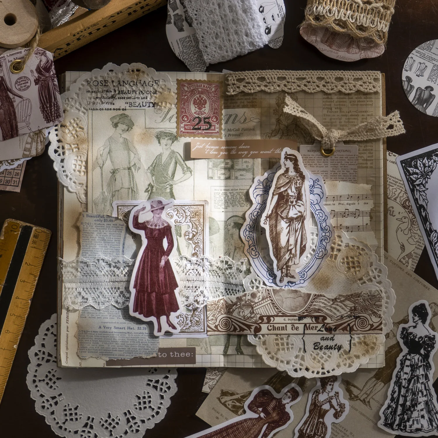 45 szt. Klasyczne europejskie – Vintage Fashion Collage recenzja i cena