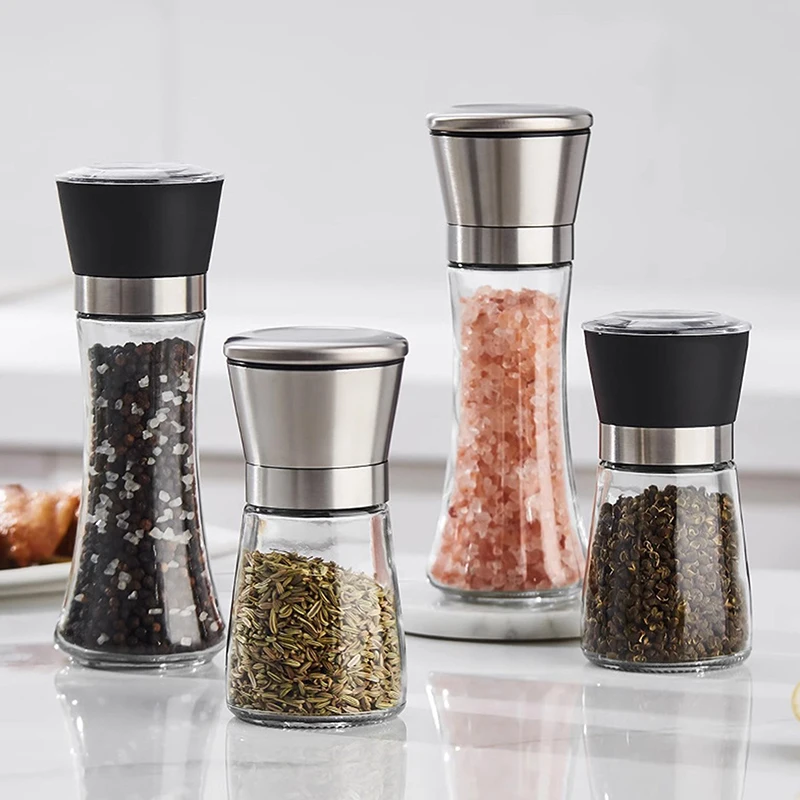 Manual Salt Pepper Grinder Seasoning Bottle Jar Stainless Steel Spice Grinder Salt Shaker Kitchen Mills Accessories