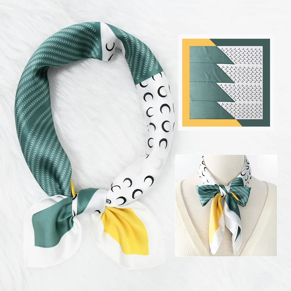 

70*70cm Luxury Women Fashion Square Silk Scarf Print Neckerchief Bandana Foulard Ladies Shawl Scarves Wrap Head Hair Band Ties