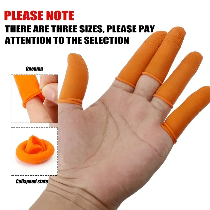 10/300PCS Disposable Finger Cover Natural Rubber Non-slip Finger Cots Anti Static Fingertips Protector Gloves Household Tool