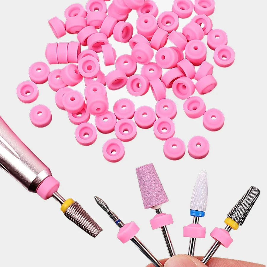 

5/10Pcs Pink Silicone Dustproof Protector Sleeves for 2/32" Nail Drill Bits, Dust Proof Covers for Electric Nail File Machine