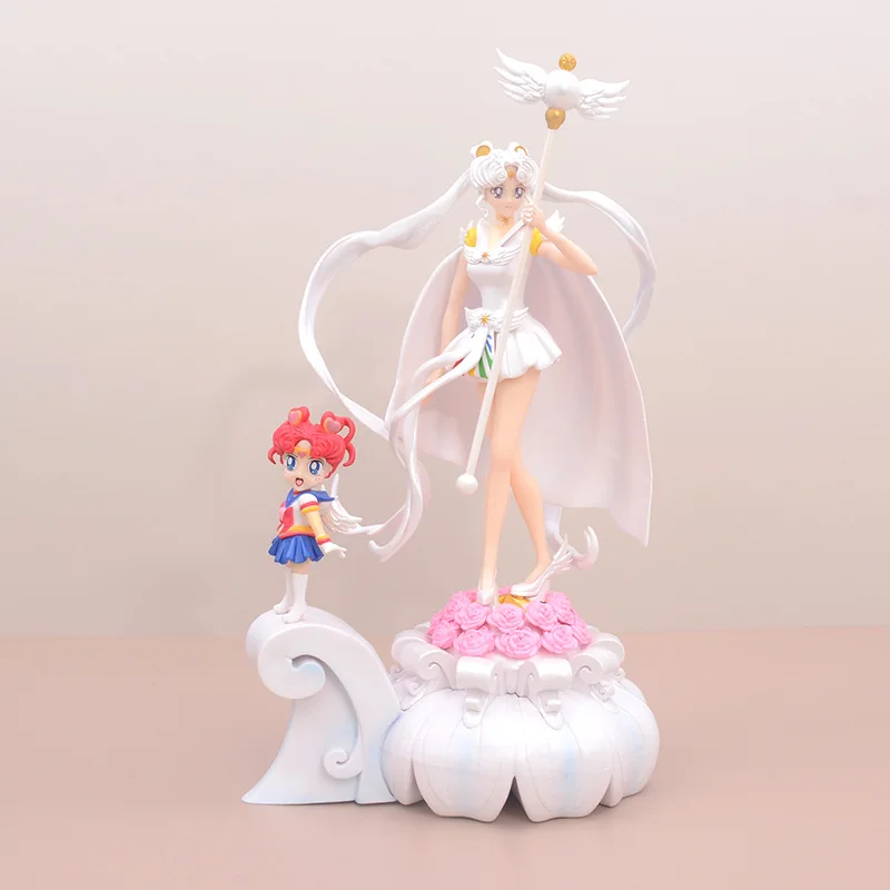 

37cm Sailor Moon Sailor Cosmos Chibichibi Anime Action Figure Model Statue Boys Collection Desktop Decoration Ornament Toys Gift