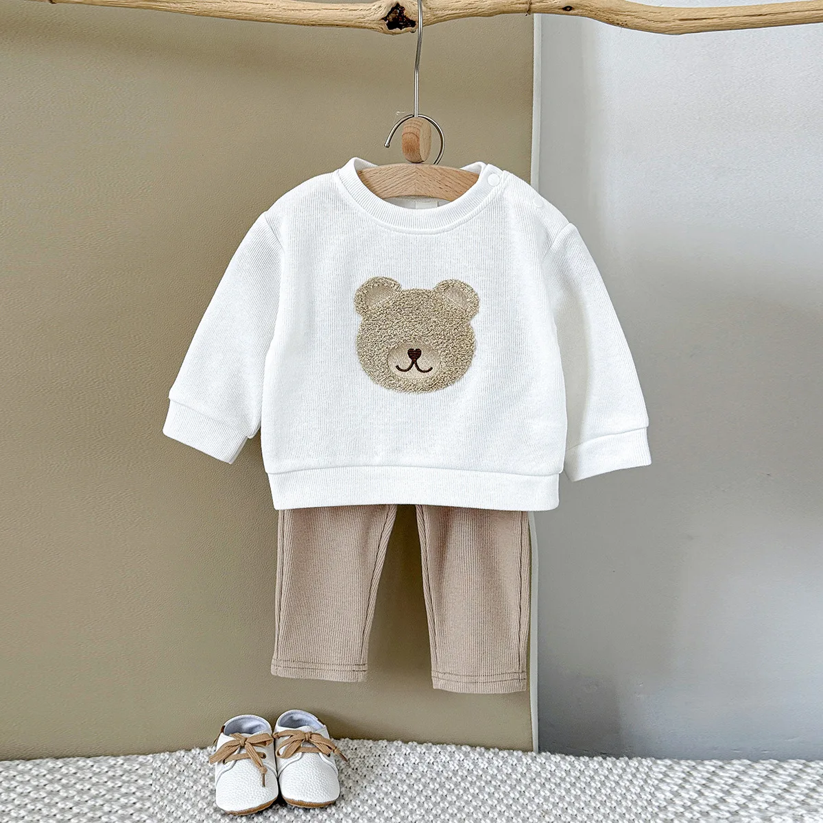 

2 шт./компл., комплекты одежды в корейском стиле для маленьких мальчиков и девочек, весенне-осенние однотонные длинные штаны с длинными рукавами, детская одежда