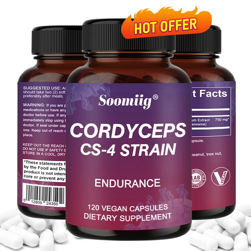 

Cordyceps Capsules - Stamina and Energy Support, Helps Immune & Cardiovascular Health, Brain Supplement for Memory and Focus