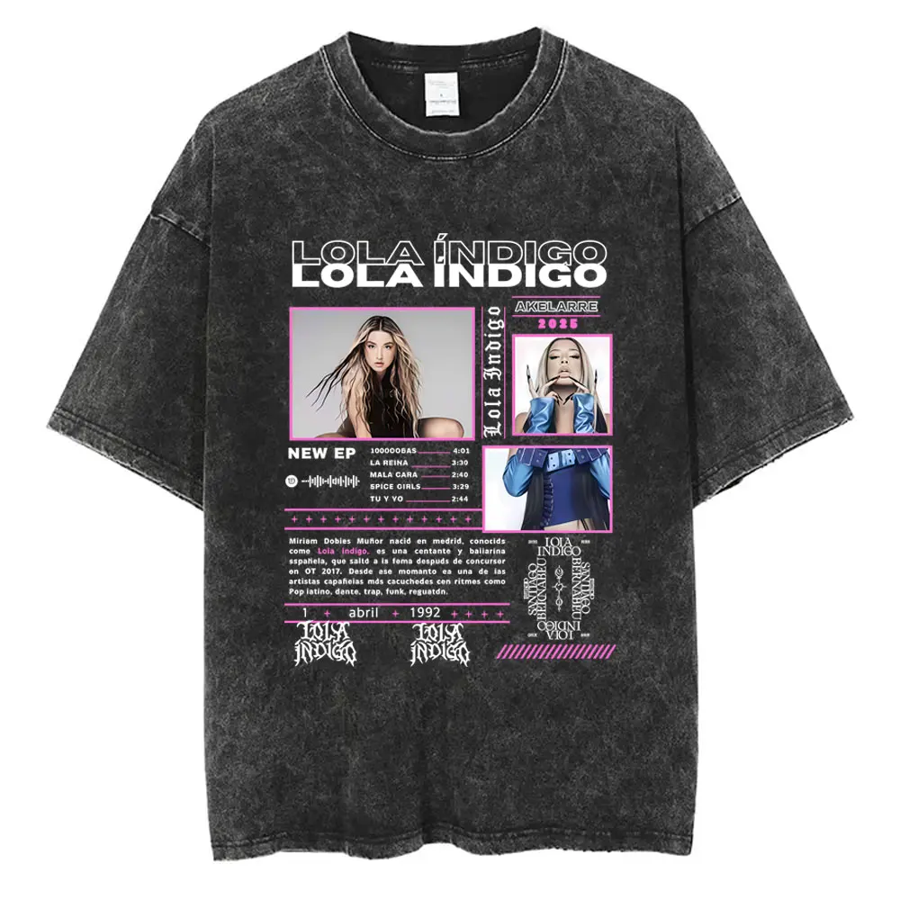 

Hot Singer Lola 2025 Tour Graphic Vintage Washed Tshirt Male High Quality Cotton T-shirt Men Women Fashion Pop Music T Shirts
